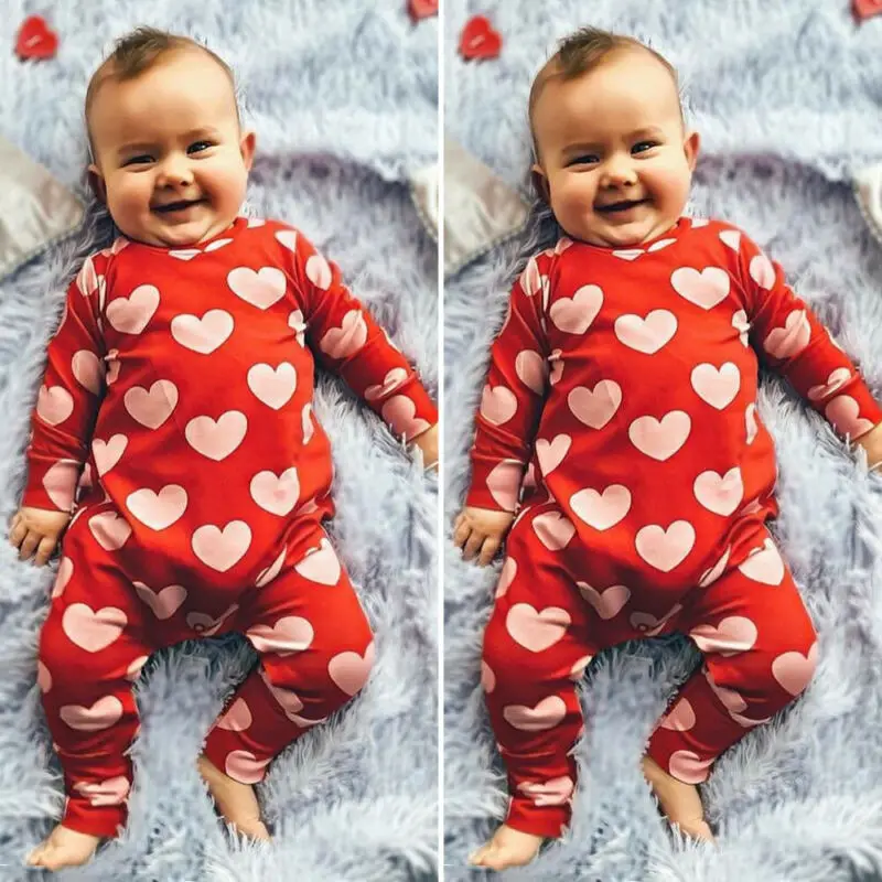 Новая модная одежда для новорожденных девочек на День Святого Валентина