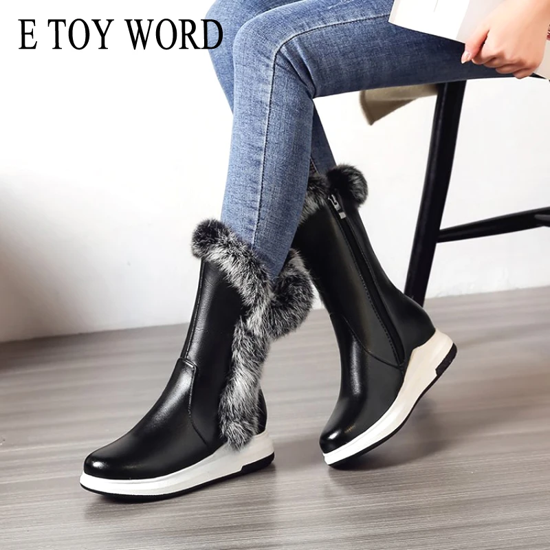 E TOY/зимние ботинки женские зимние из искусственной кожи на плоской подошве с