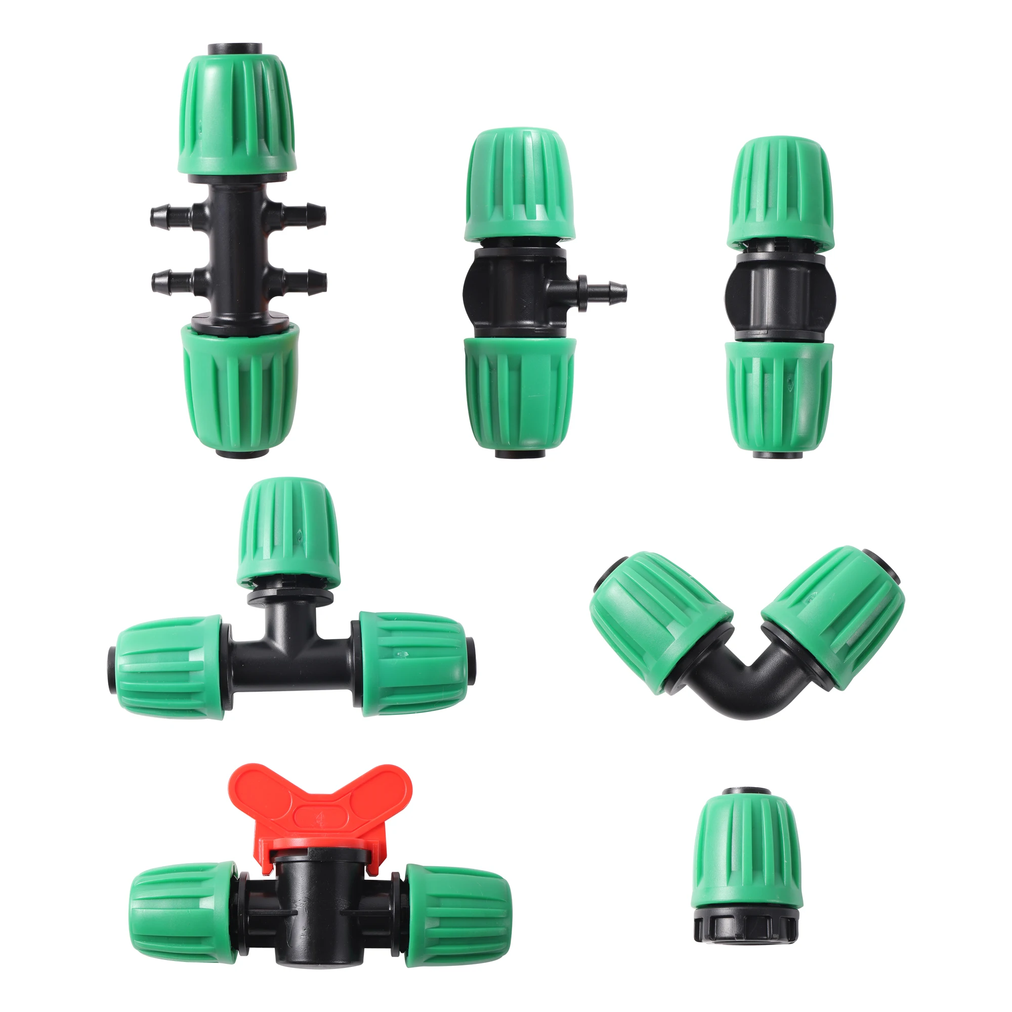 20Pcs Straight Elbow Tee 16mm PE Pipe Locked Connector Valve Garden Agriculture Automatic Watering Micro Irrigation System Joint