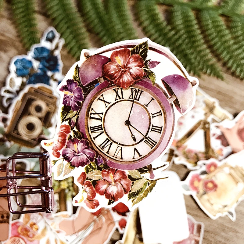 

22Pcs/Set Vintage Flowers Clock Sticker DIY Craft Scrapbooking Album Junk Journal Planner Decorative Stickers