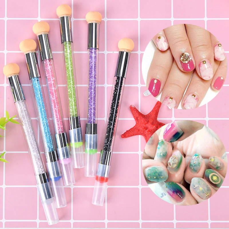 Двойные головки для дизайна ногтей губка градиентная кисть акриловый Гель-лак