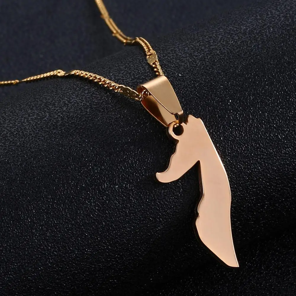 Ожерелье из нержавеющей стали маленькая карта флаг золотой цвет цепь ювелирные