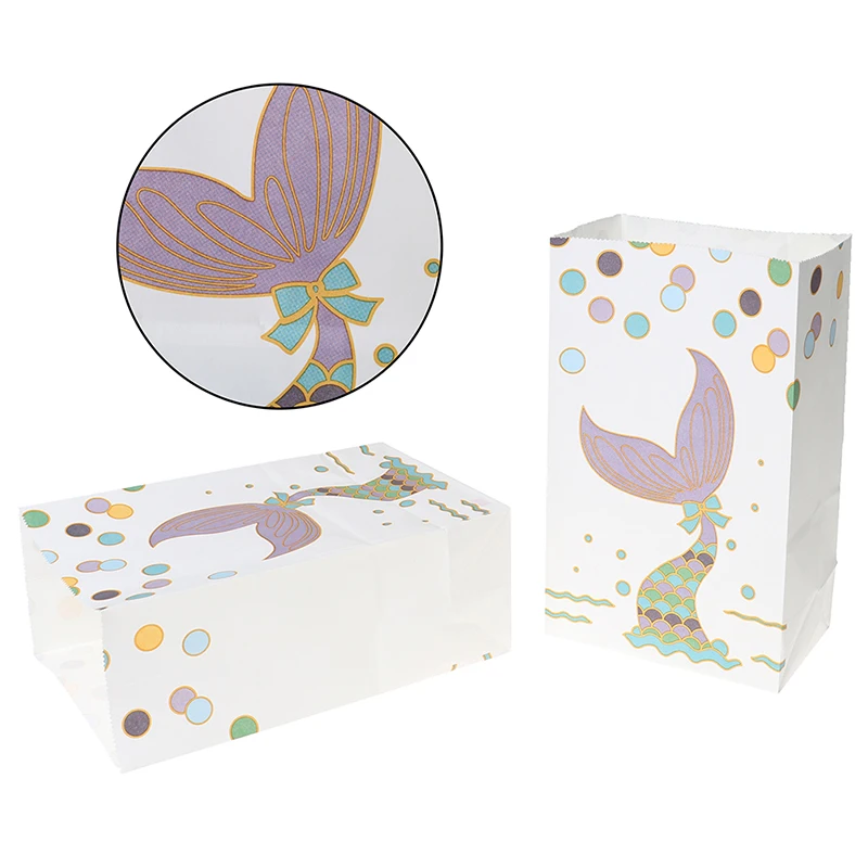 

12pcs Paper Gift Bags Mermaid Lovely Portable Candy Pouch Storage Bag For Wedding Birthday Party