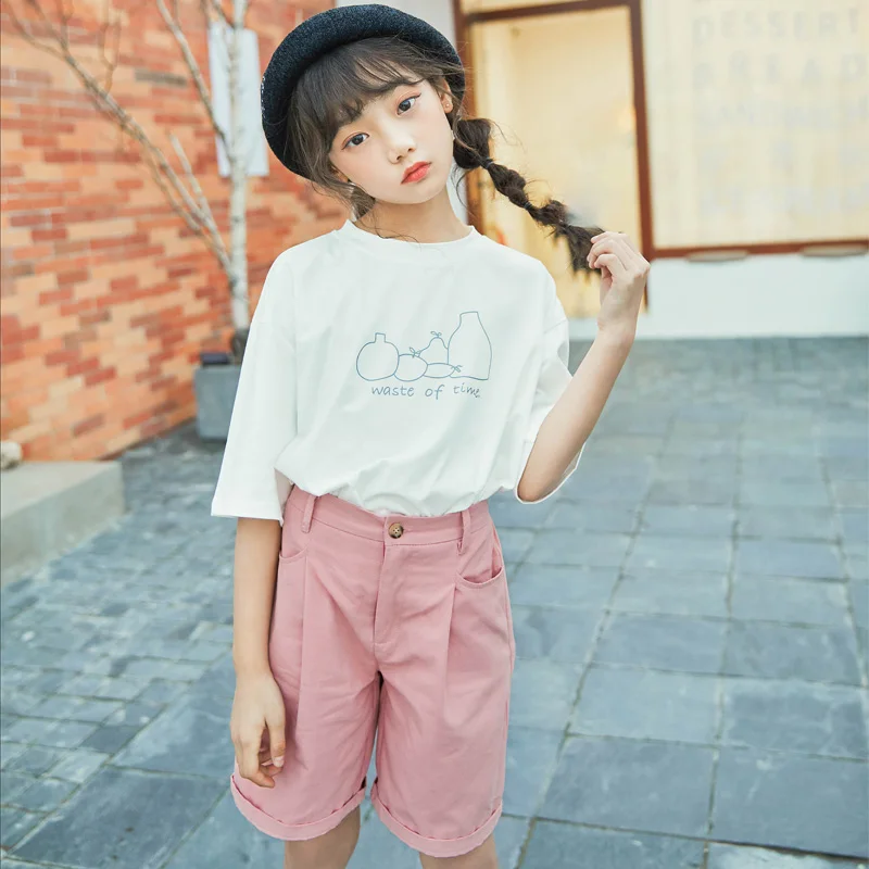 Комплекты одежды для девочек 2020 летняя детская одежда футболка с коротким