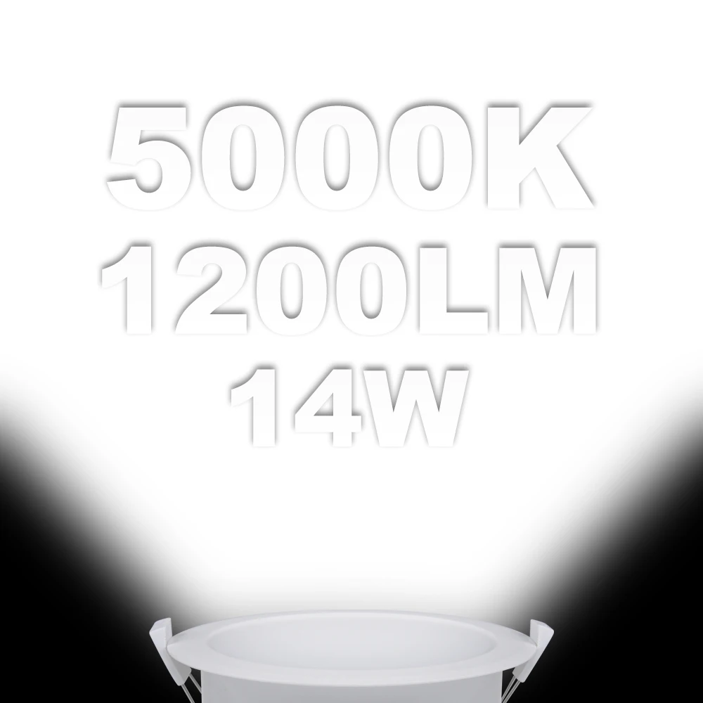 14 Вт Холодный белый 5000 К Встраиваемый светодиодный светильник светодиодный встраиваемый потолочный светильник для кухни и ванной комнаты IP44 диаметр отверстия 120-140 мм