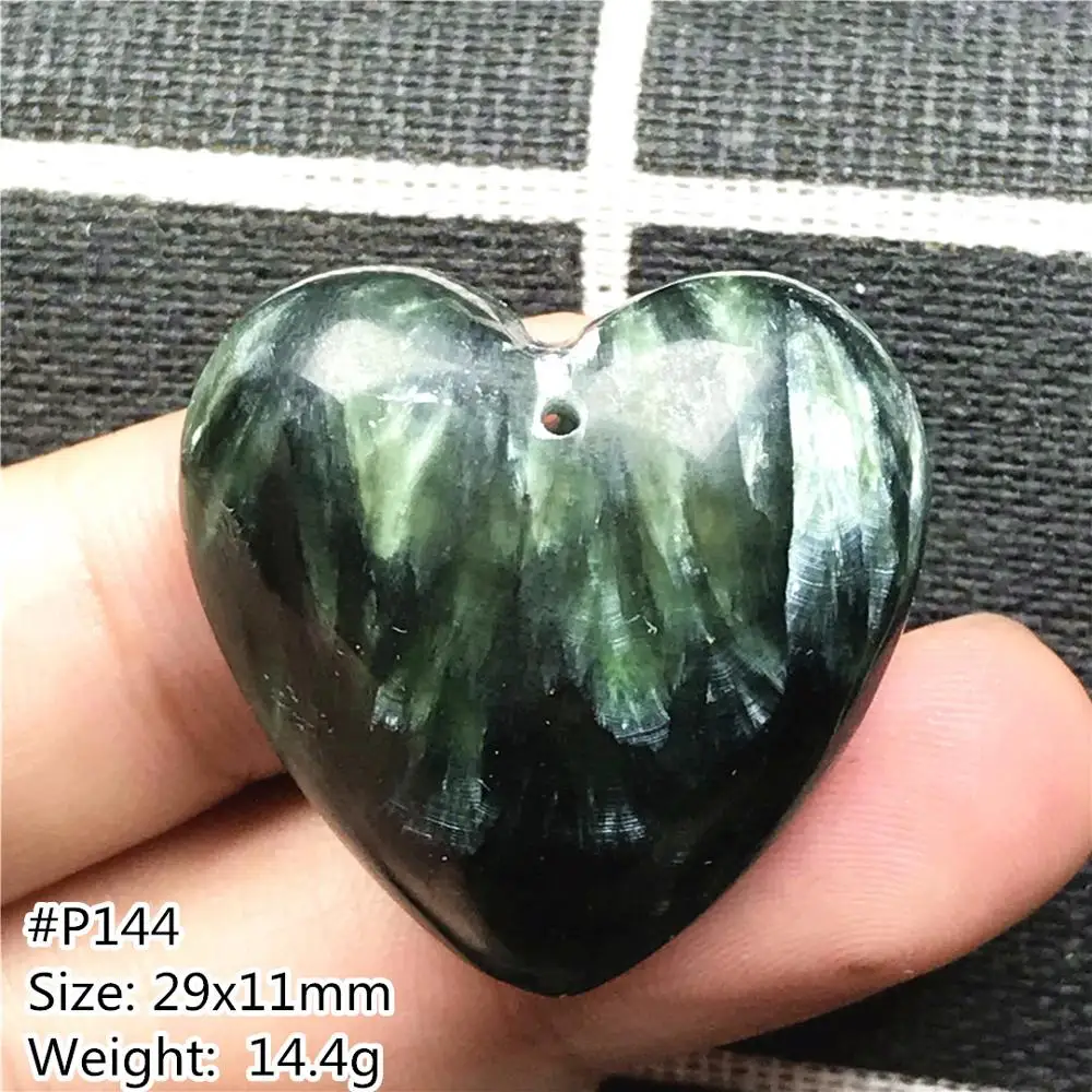 Топ из натурального зеленого Seraphinite кулон ювелирное изделие в виде сердца для