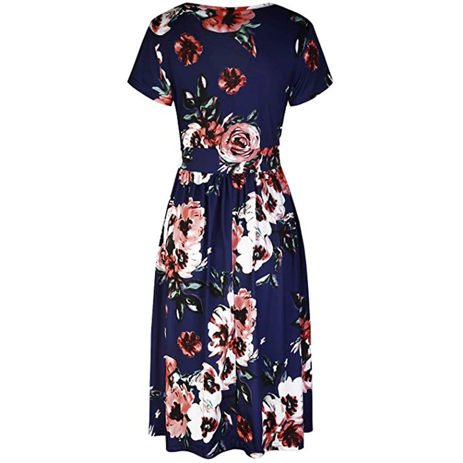 

Women's New Summer Printed V-Neck Design Temperament Mid Length Dress vestido de mujer summer dress