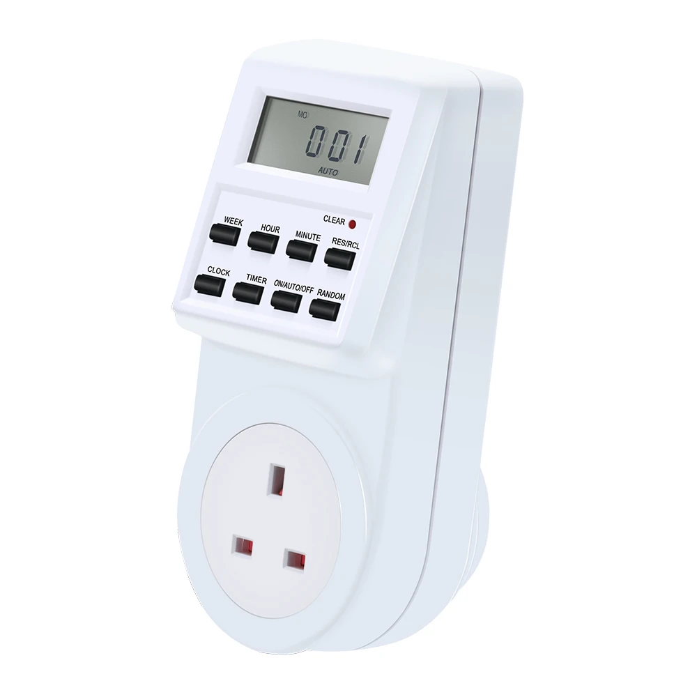 UK Plug Таймер, ЕС, Австралия, США, BR, Великобритания розетка, электрическая розетка, еженедельная, 7 дней, программируемая, настенная, цифровая вилка, 250 В, 120 В, 230 В - Цвет: UK Plug