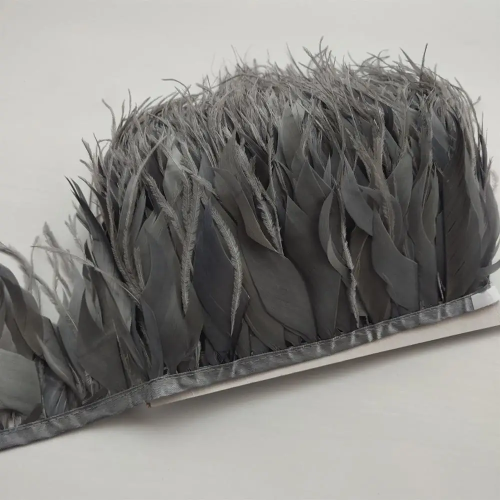 Оптовая продажа 1 ярд серая натуральная Турецкая и Страусиная перьевая лента 10 15