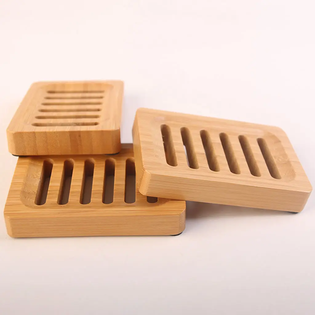 Bamboo Soap Dish Rectangular Clean Wooden Container Natural Color Sponge Holder for RV Bathtub Countertop Sinks Outdoor | Дом и сад
