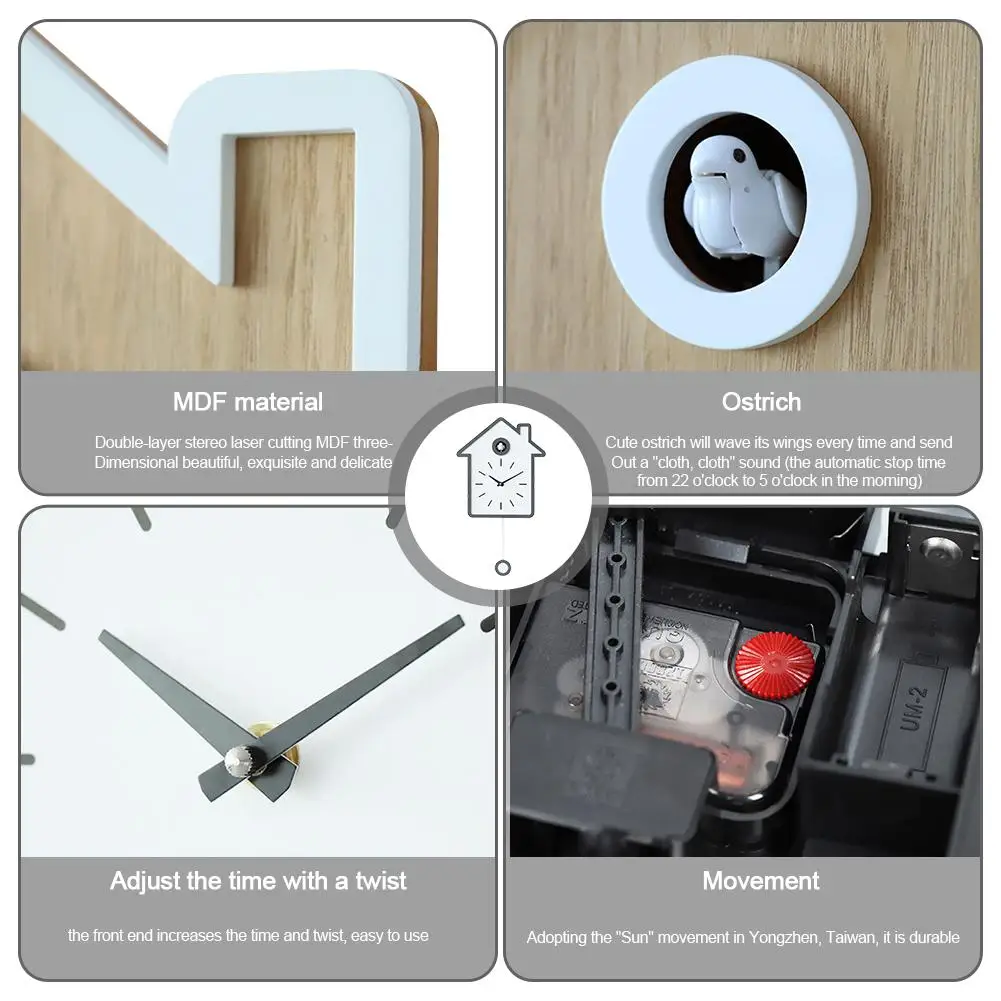 Настенные светящиеся часы в гостиную виде птицы современные детские украшения