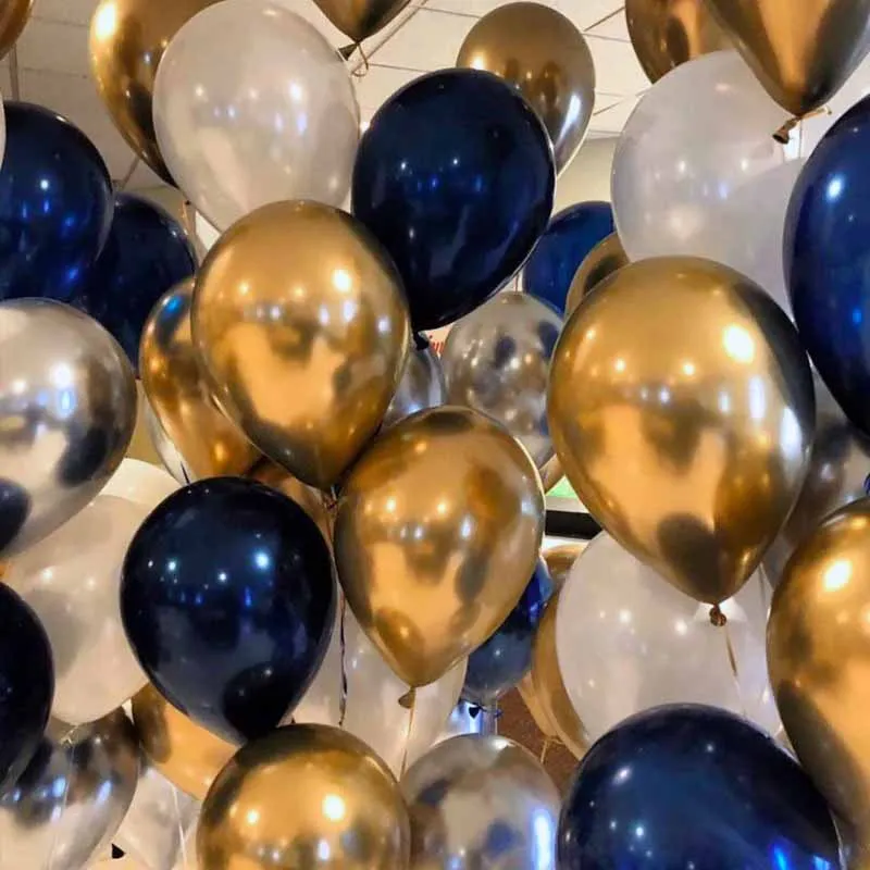 

100Pcs/Pack 10 Inch Party Balloons Navy Blue Gold Latex Balloons For Weddings Birthday Party Baby Shower Feast Party Decoration