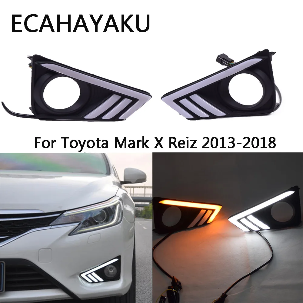ECAHAYAKU Автомобиль светильник для 2014 Toyota Reiz Дневной Mark X автомобильные аксессуары