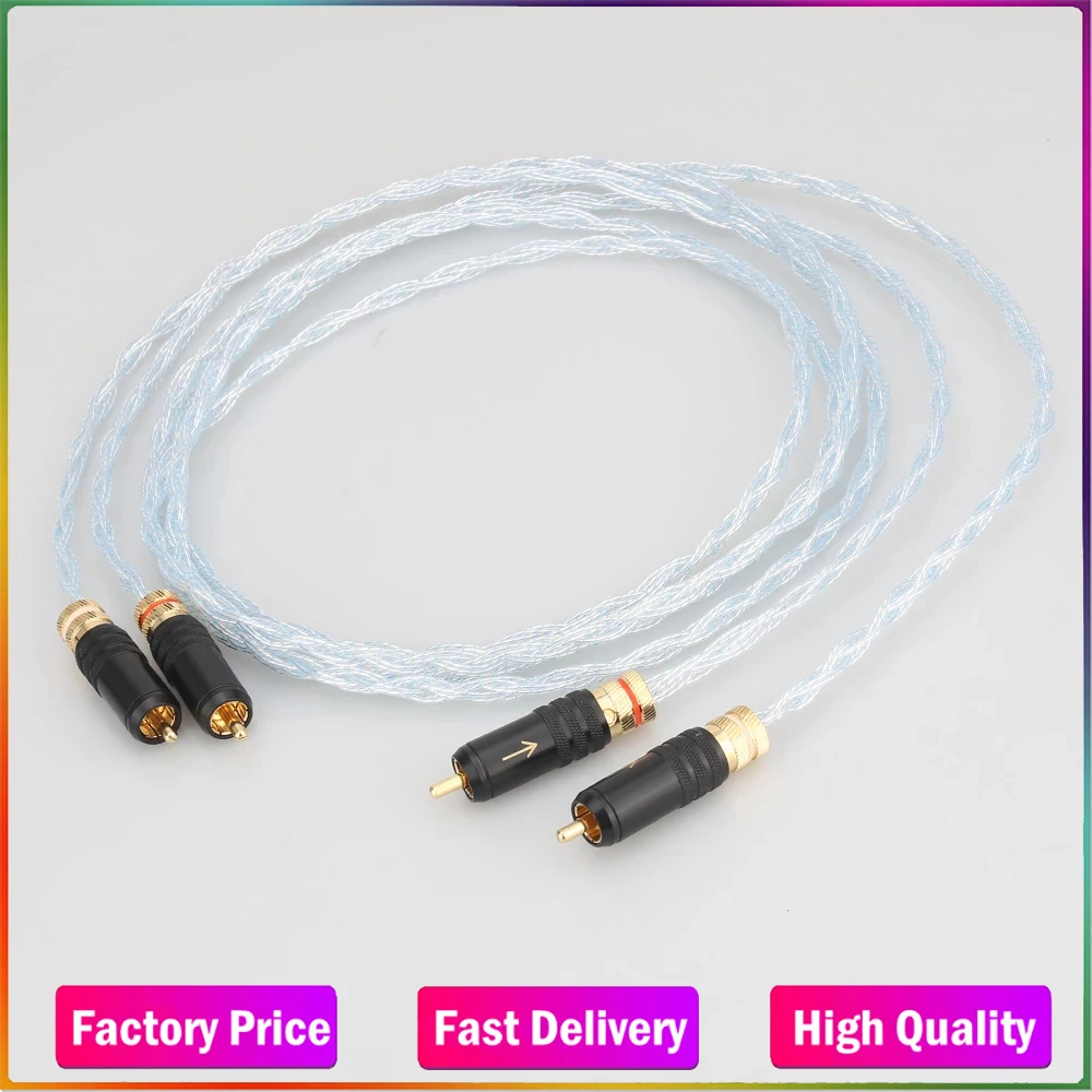 

Pair OCC Pure silver plated interconnect cable audio video signal wire HIFI RCA To RCA Audio Cable Phono Plug Cable For CD TUBE
