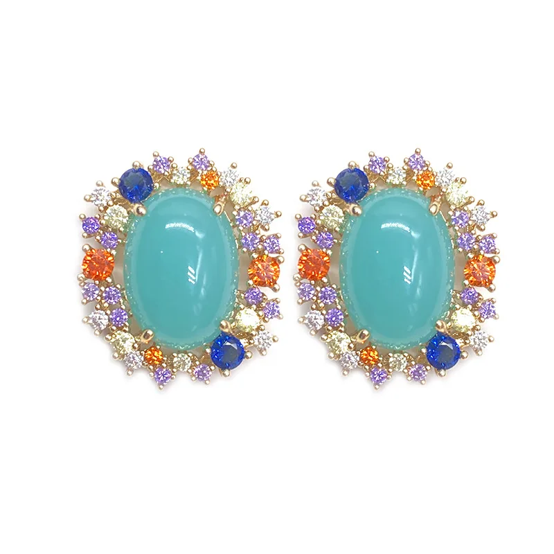 

Brand Earrings Jewelry Women Fashion Cubic Zirconia Dangler Long Leaf Flower Earring Copper Gold-Plated Jewellery