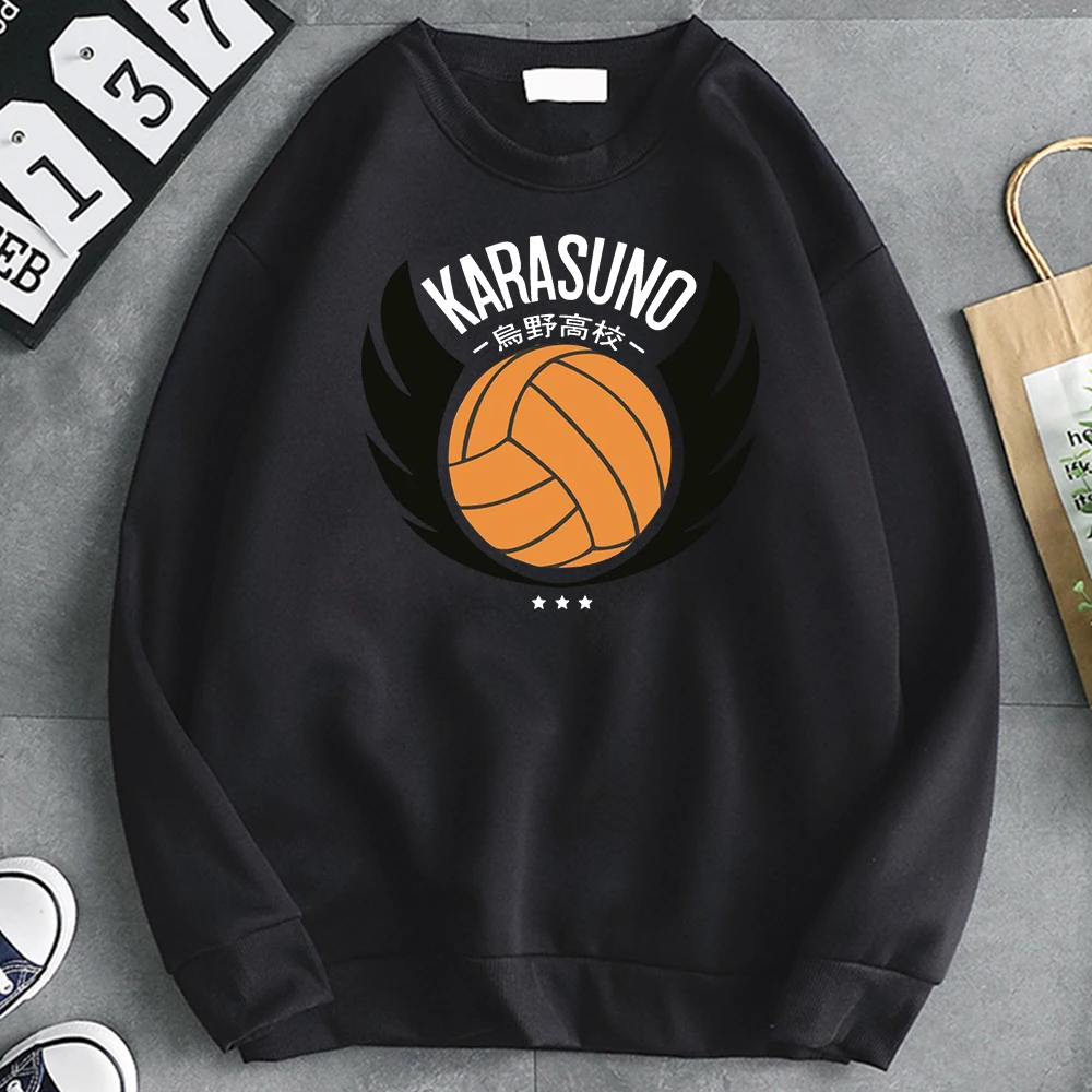 Толстовка Haikyuu Karasuno мужская с принтом флисовый мягкий пуловер длинным рукавом