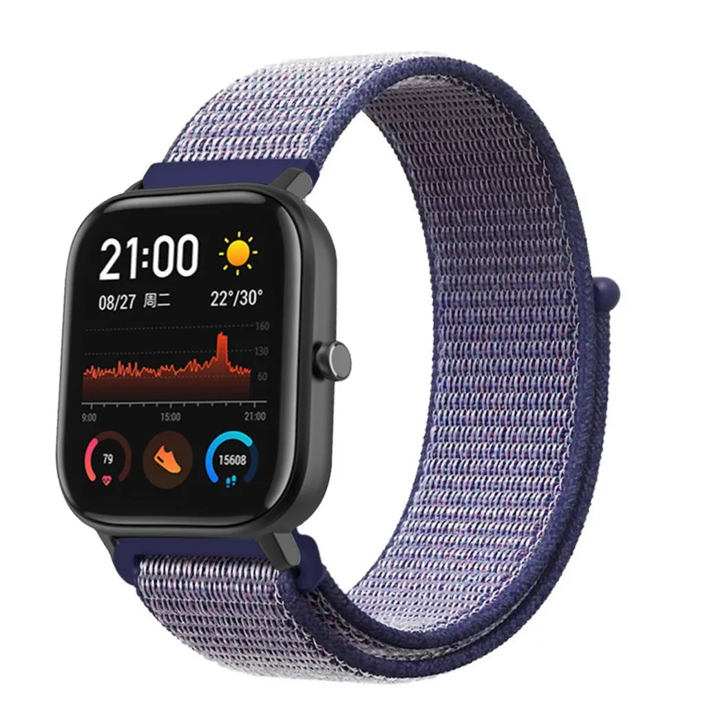 Ремешок на запястье с нейлоновой петлей для Huami Amazfit GTS, ремешок для умных часов, сменный мужской Т-образный ремешок, Женский Мужской спортивный цветной браслет, 19Sep
