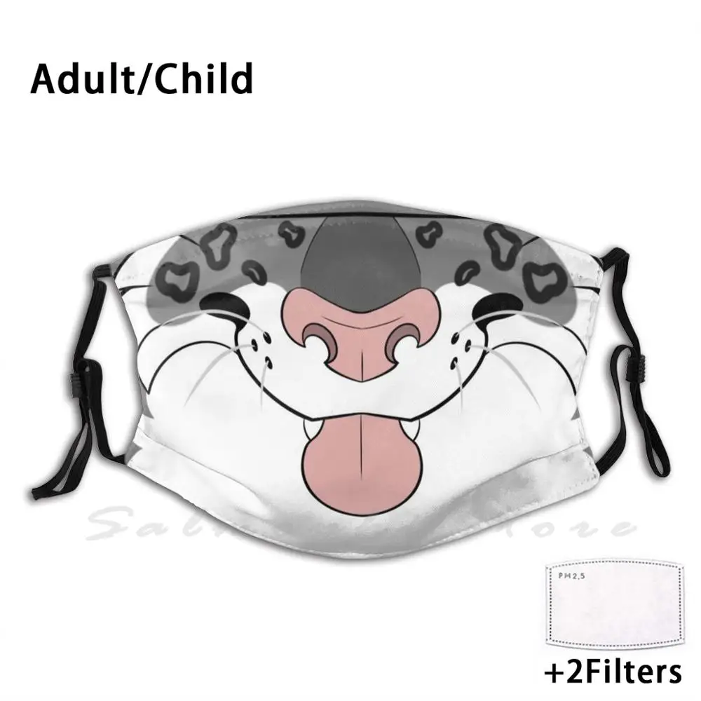

Маска для рта с изображением снежного леопарда, маска для взрослых и детей с фильтром «сделай сам», снежный леопард, пушистый кот, большая кошка