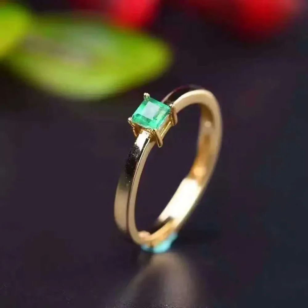 Комплект из кольца и серёг с натуральным изумрудом 3 мм|jewelry sets|set emeraldset cut |