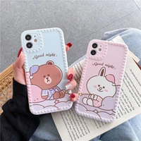 cute cartoon animal bear rabbit phone case for iphone 11 12 pro x xr xs max 7 8 plus mini 6 6s plus glossy soft tpu back cover