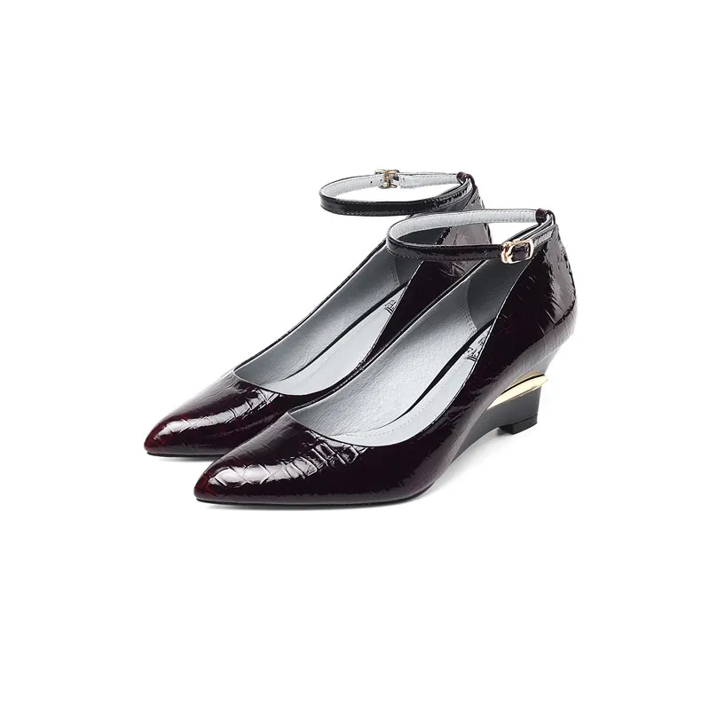 

ASUMER 2020 new arrival women pumps patent leather pointed toe spring summer wedges shoes woman elegant party wedding shoes