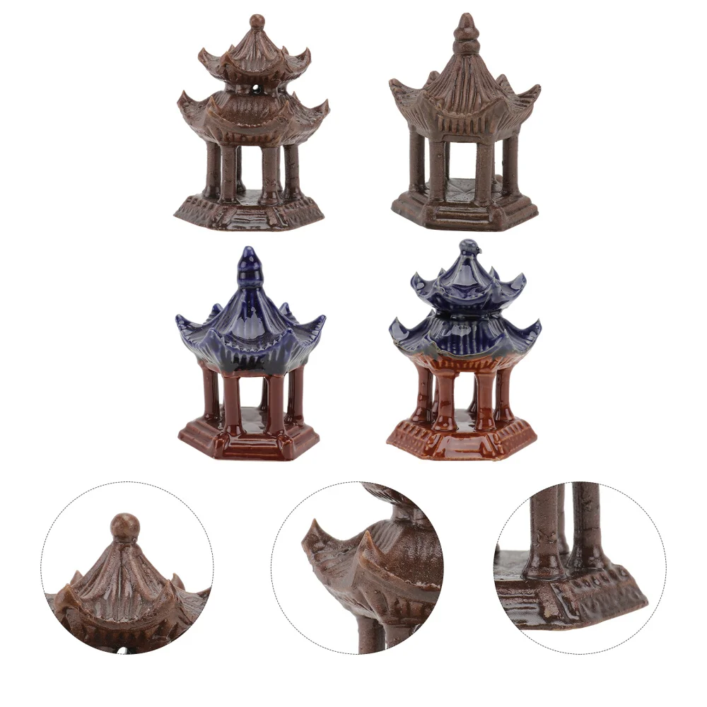 

4pcs Desktop Handicraft Pavilion Micro-landscape Decor (Assorted Color)