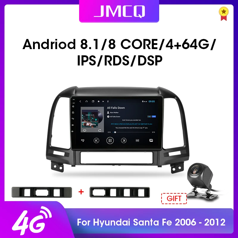 JMCQ 2din Android 9 0 автомобильное радио для Hyundai Santa Fe 2 2006 2012 Мультимедиа Видео плеер