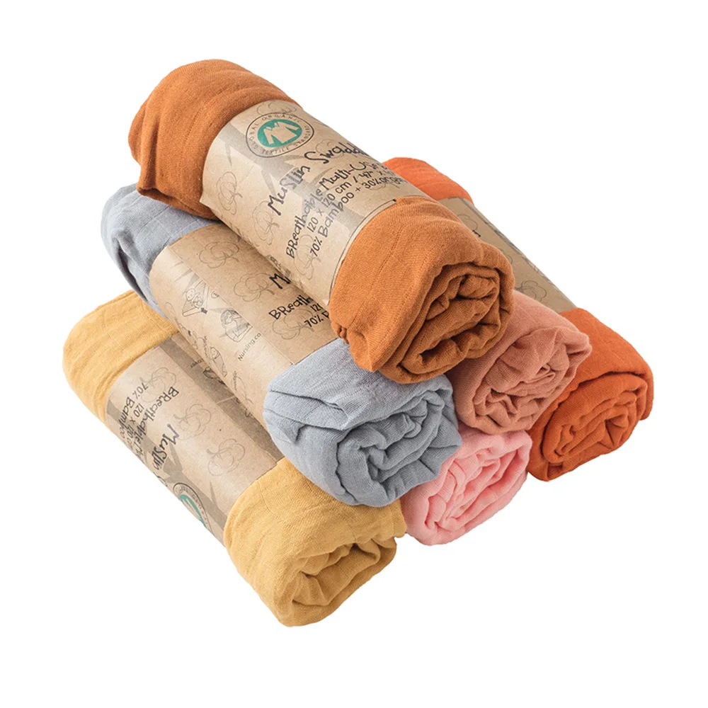 

2021 New Baby Bedding Muslin Throw Blanket Infant Receiving Blankets Solid Color Bamboo Cotton Newborn Swaddle Wrap Manta Bebe