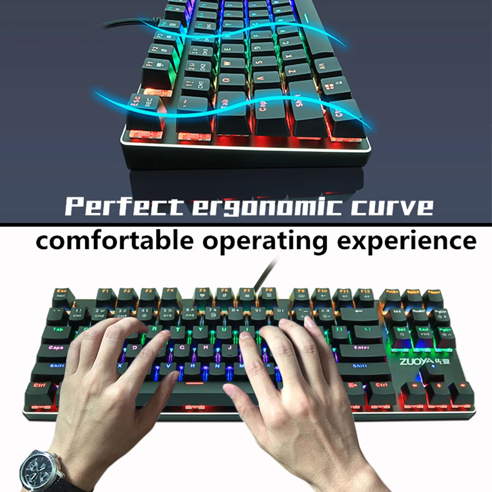 

Gaming Mechanical Keyboard 87key Anti-ghosting Blue Red Switch Backlit keyboard LED USB Wired keyboard For Game Laptop PC