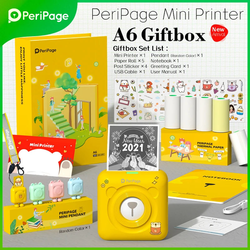 PeriPage Portable Thermal Bluetooth Printer A6 Set Giftbox 203dpi