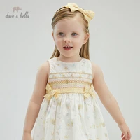 dbs16248 dave bella summer baby girls fashion bow cartoon dress with a headwear party dress kids infant lolita 2pcs clothes