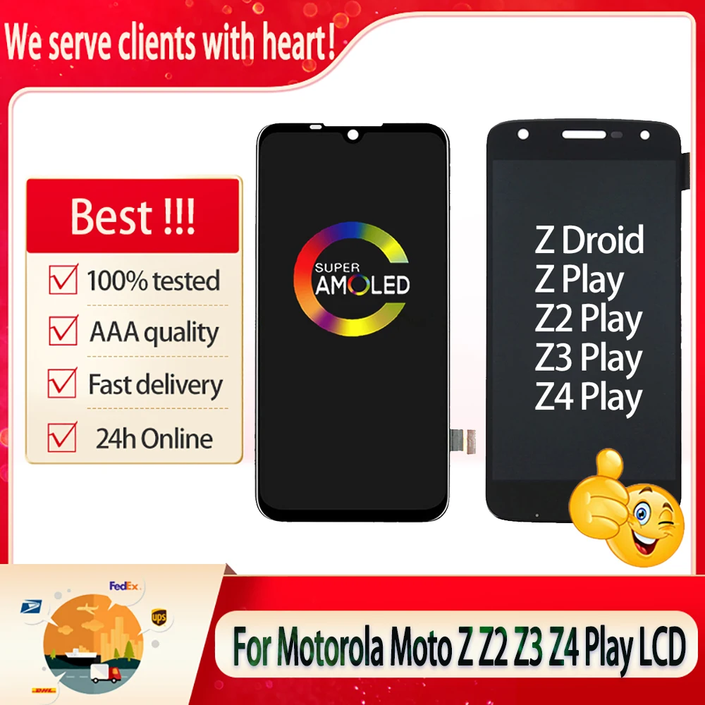 ЖК экран для Motorola Moto Z Z2 Z3 Z4 Play с дигитайзером в сборе замена AMOLED/OLED MOTO Droid LCD|Экраны