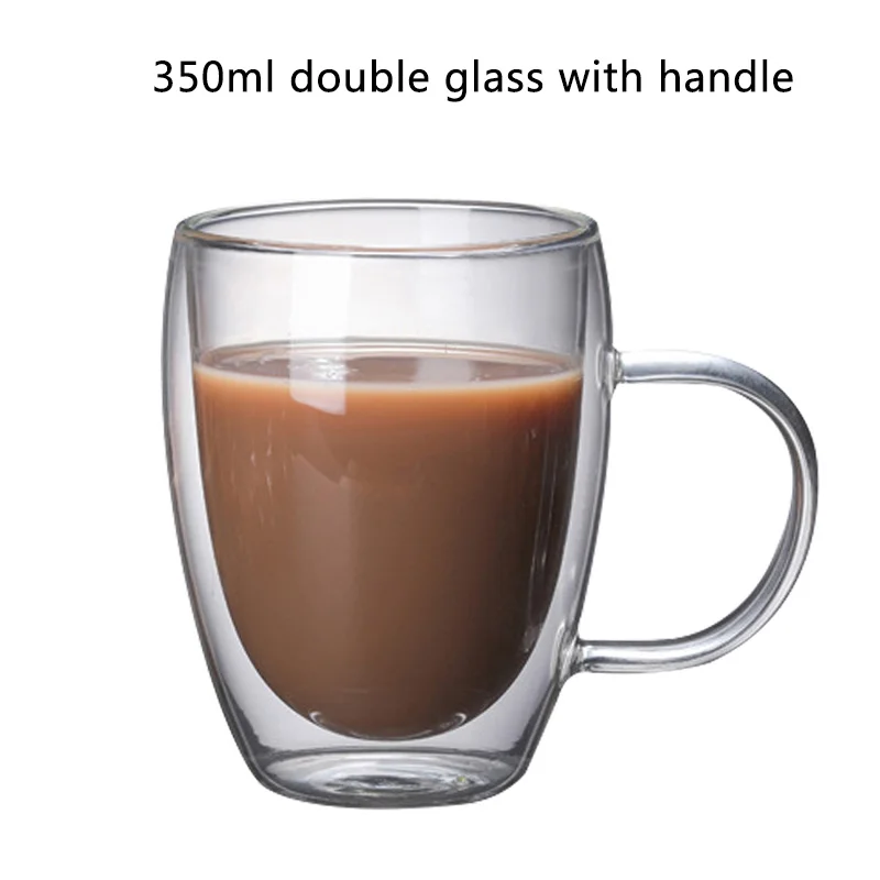 Coffee glass 350 ml Прозрачная стеклянная чашка для кофе, молока, виски, чая, пива, двойная креативная термостойкая для здоровья и защиты окружающей среды - Цвет: Coffee glass 350 ml