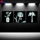 Алмазная 5d картина сделай сам, набор из 3 квадратных и круглых страз с черно-белыми цветами, Одуванчик, помпон, хризантема, цветы тюльпана