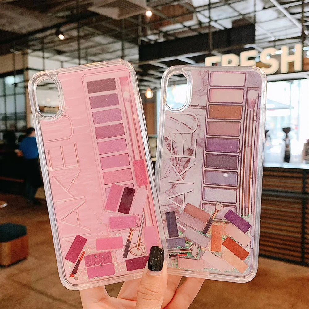 Eye shadow board Palette Phone Case For iPhone XS Max XR 11 11Pro 6 6s 7 8 plus Glitter Quicksand Cover |
