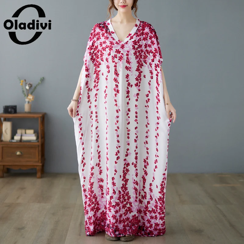 

Oladivi Oversize Oversized Maxi Long Dress Women's Boho Beach Wear Fashion Print Summer 2021 Bohemian Dresses 50871 6XL 8XL 9XL