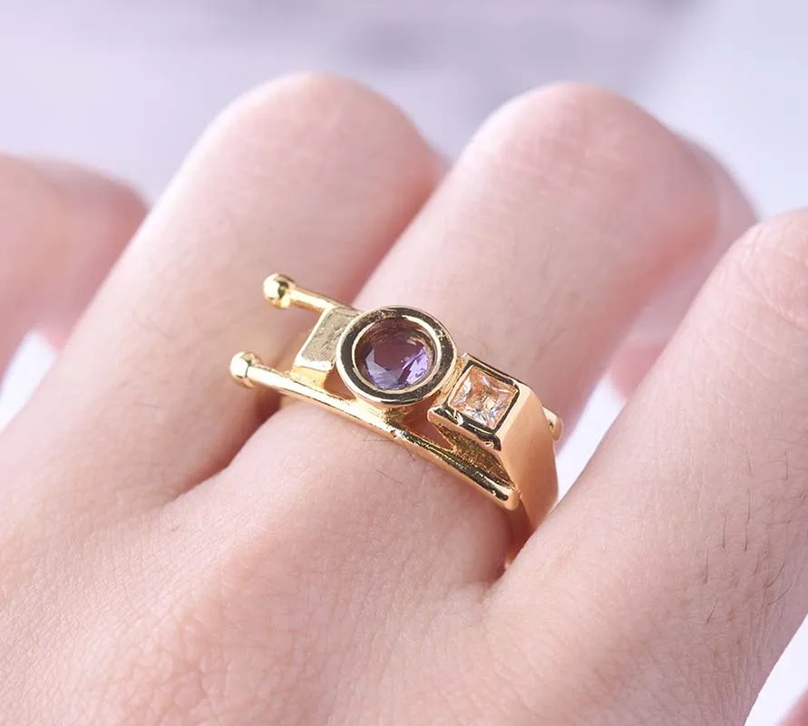 

Unique Round Geometric Abnormity Ring Golden Female Marriage Jewelry