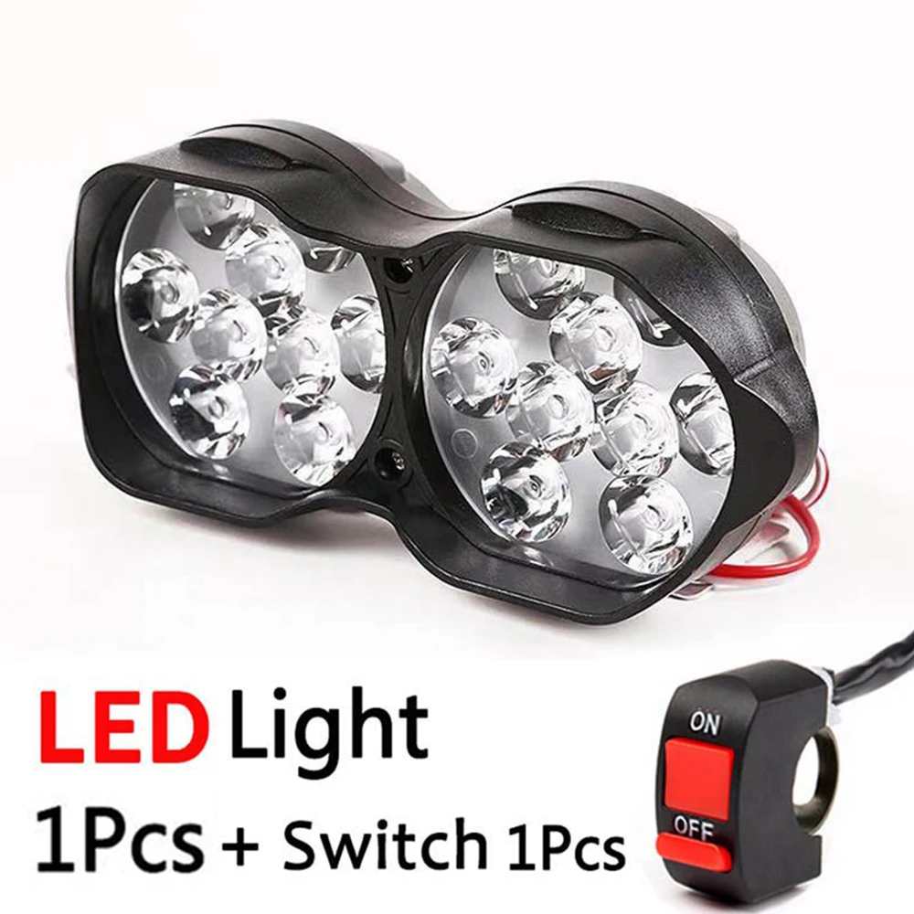 18 Leds (Switch) OLOEY 9-85 в мотоциклетный головной светильник, супер яркий светодиодный фонарь для скутеров, противотуманный Точечный светильник, 6500 К, белая фара, вспомогательный светильник, переключатель - Цвет: 18 Leds (Switch)