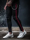 Мужские облегающие черные джинсовые брюки с боковыми полосками, уличная одежда в стиле хип-хоп, однотонные брюки, облегающие мотоциклетные джинсы для мужчин