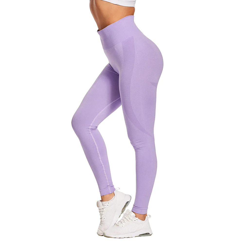 

Peach Hips Knit High Waist Tight-fitting Sports Fitness Yoga Pants Smiling Face Pants Women Stacked Pants