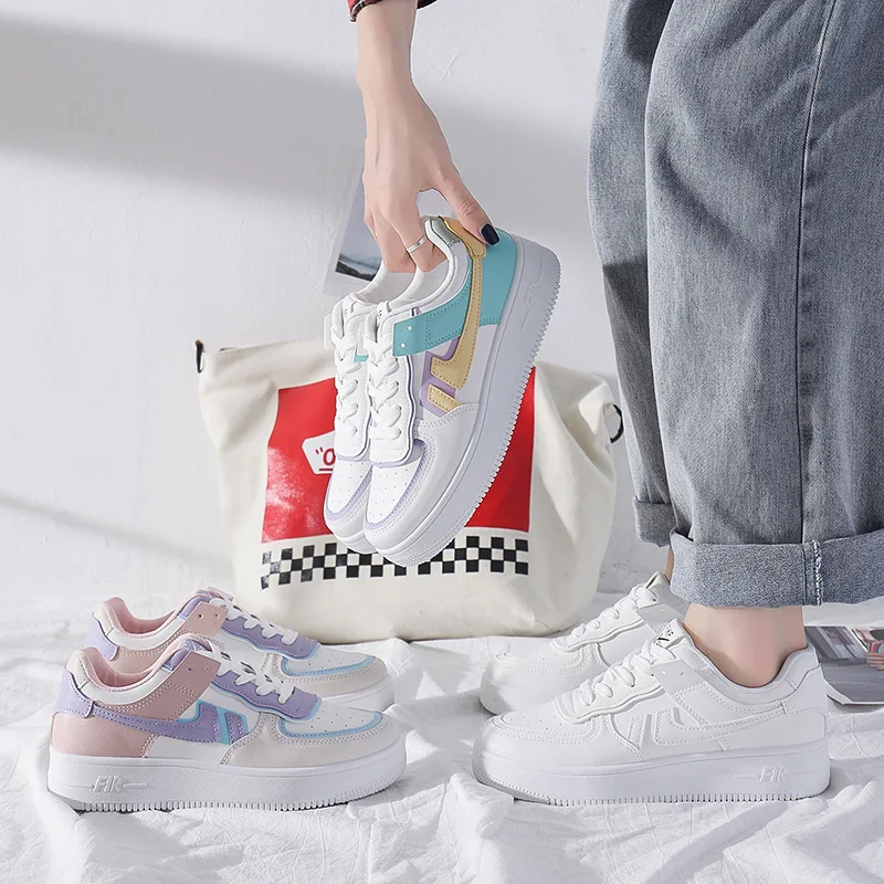 Fashion New Women Sneakers Breathable Waterproof Wedges Platform Vulcanize Shoes Woman Pu Leather Casual Shoes Tenis Feminino