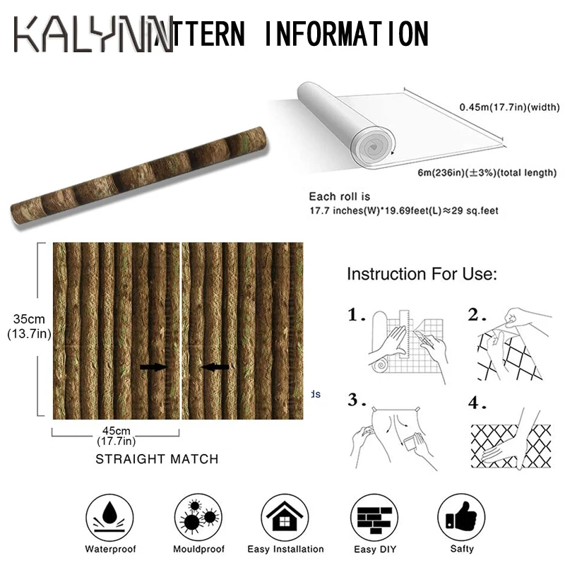 Виниловые самоклеящиеся обои 3D с кабиной 6 м * 45 см пилинг и клейкая бумага для