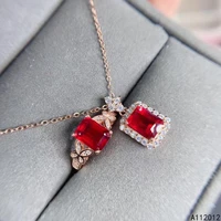 kjjeaxcmy fine jewelry natural ruby 925 sterling silver popular girl new pendant necklace chain ring set support test
