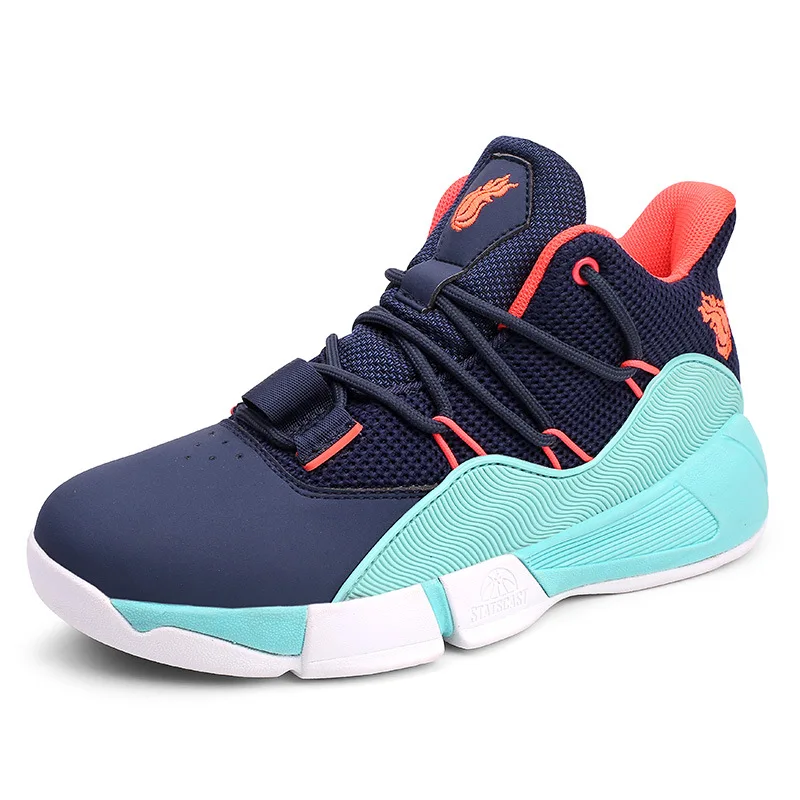 Детские баскетбольные туфли контрастного дизайна размер 33 42 удобные кроссовки