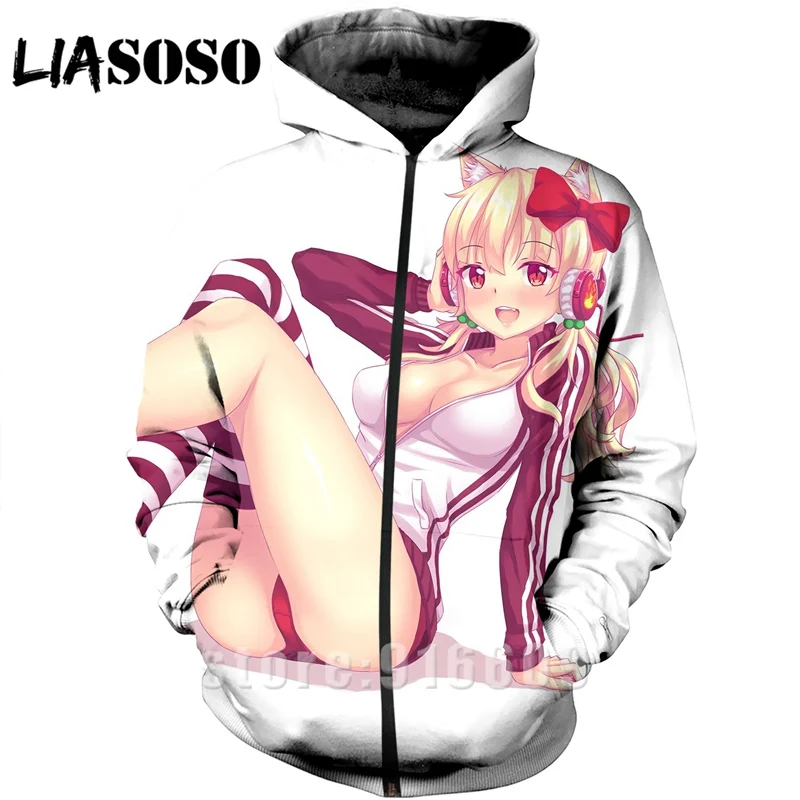 21 Толстовка с 3D принтом, мужская куртка, сексуальная лоли, кошка, девочка, wo, Мужская Уличная Толстовка Harajuku, панк, на молнии, аниме, с длинным рукавом, худи с логотипами - Цвет: 21