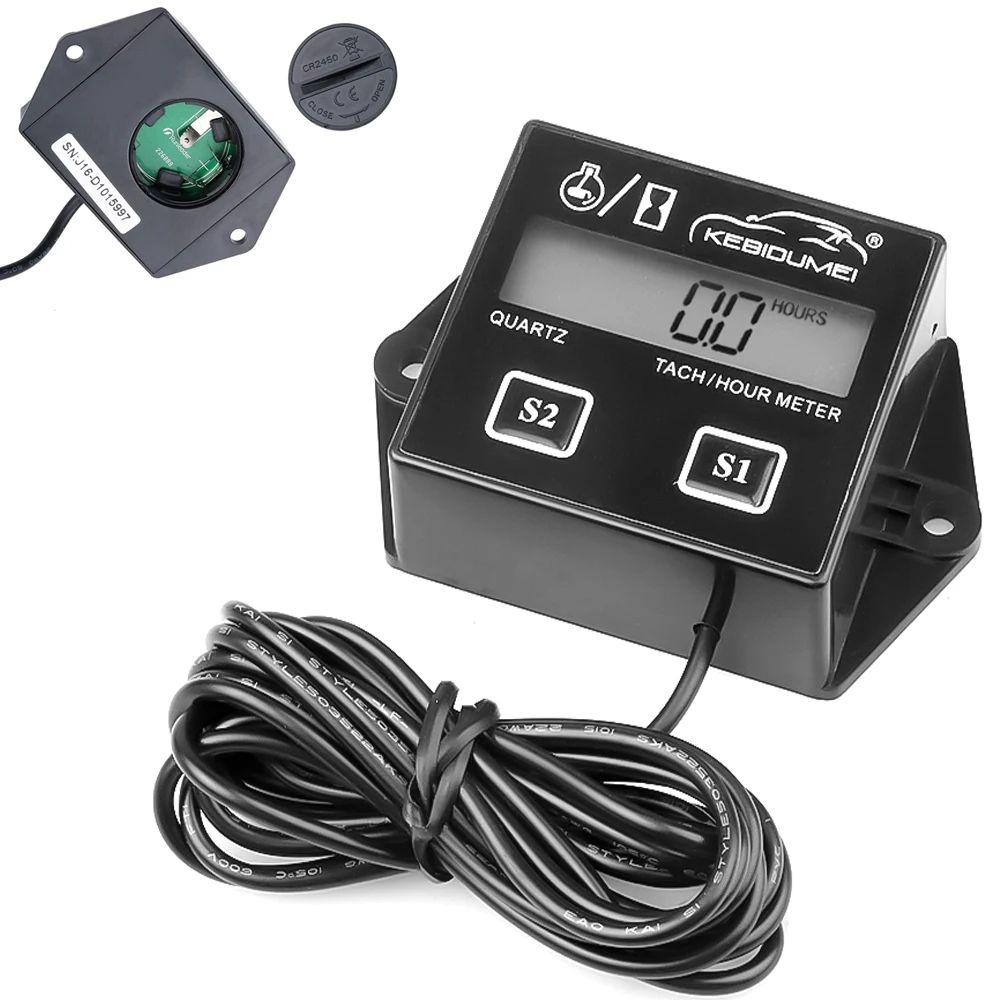Digital Tach Hour Meter Tachometer Engine Gauge Inductive Battery Changeable For Boat Motocross 2 4 Stroke LCD Display | Автомобили и