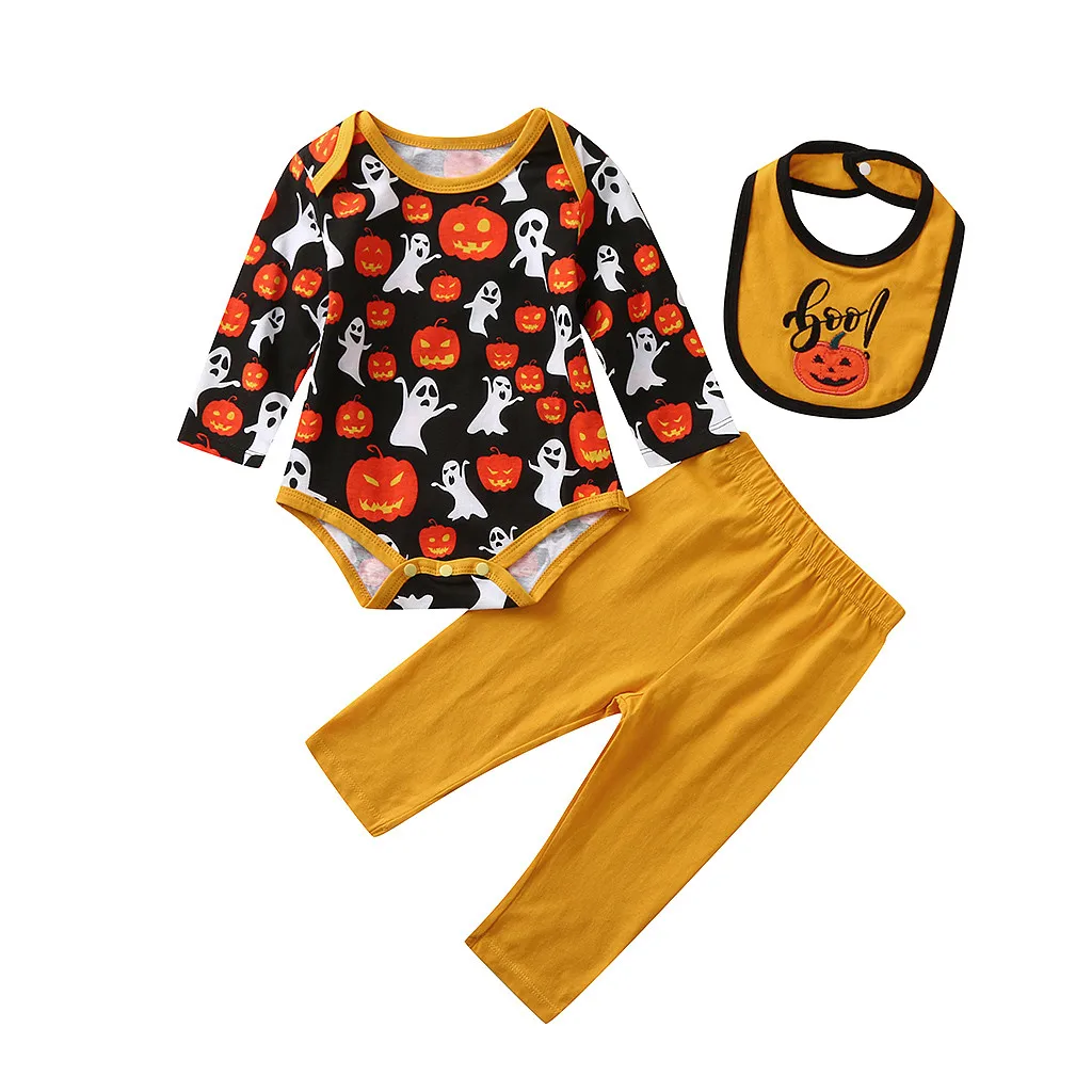 Детская осенняя одежда для новорожденных комбинезон с изображением тыквы