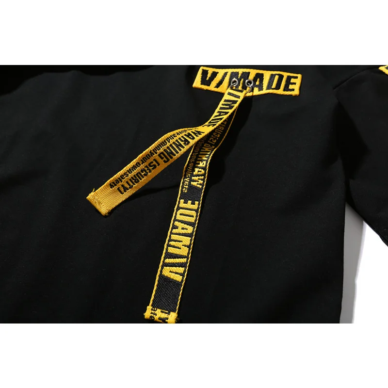 

Casual Drawstring Yellow Tag Off Hip Hop Hoodies Sweatshirts Men White Long Sleeve Letter Pullover Male Fashion Streetwear