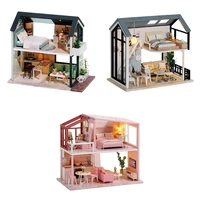 diy doll room miniature furniture wooden house kitnordic small duplex handmade assembly making model