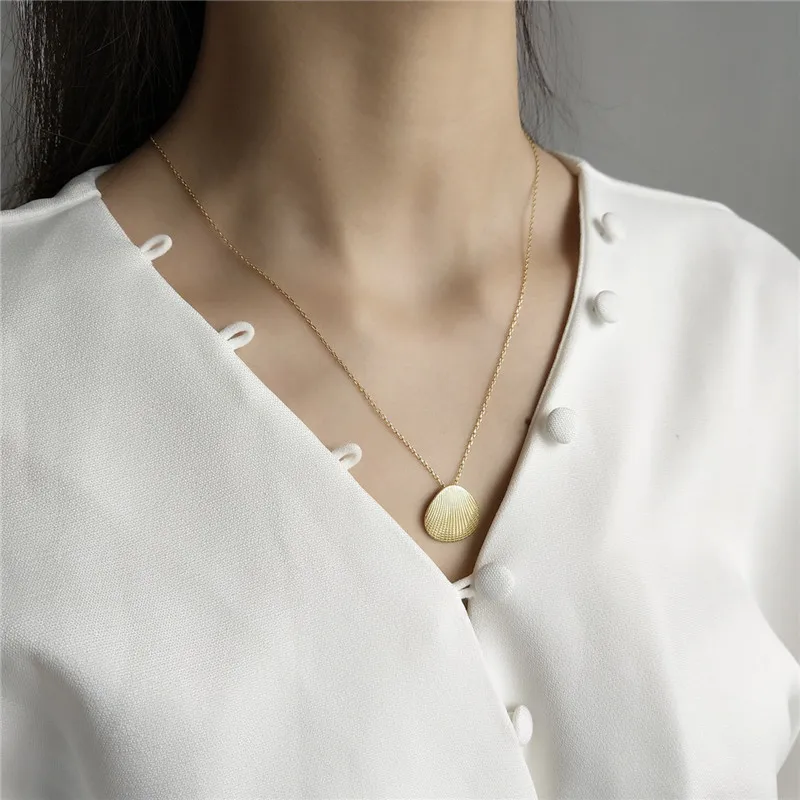 Женское ожерелье с подвеской в виде ракушек из серебра 925 пробы | Украшения и